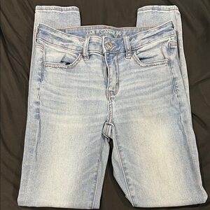 American Eagle Outfitters Blue Skinny Jeans with Vintage-Inspired Wash